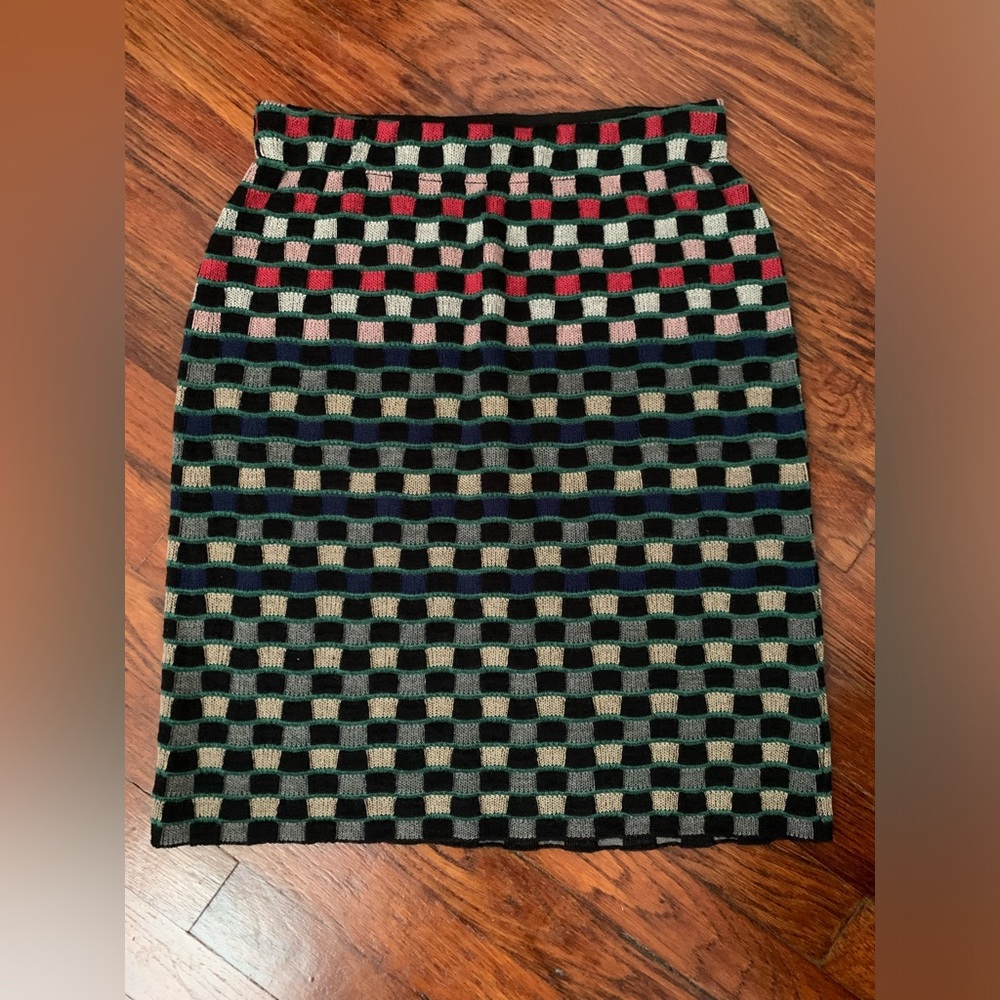 Anthropologie Checkered Knit Pencil Skirt